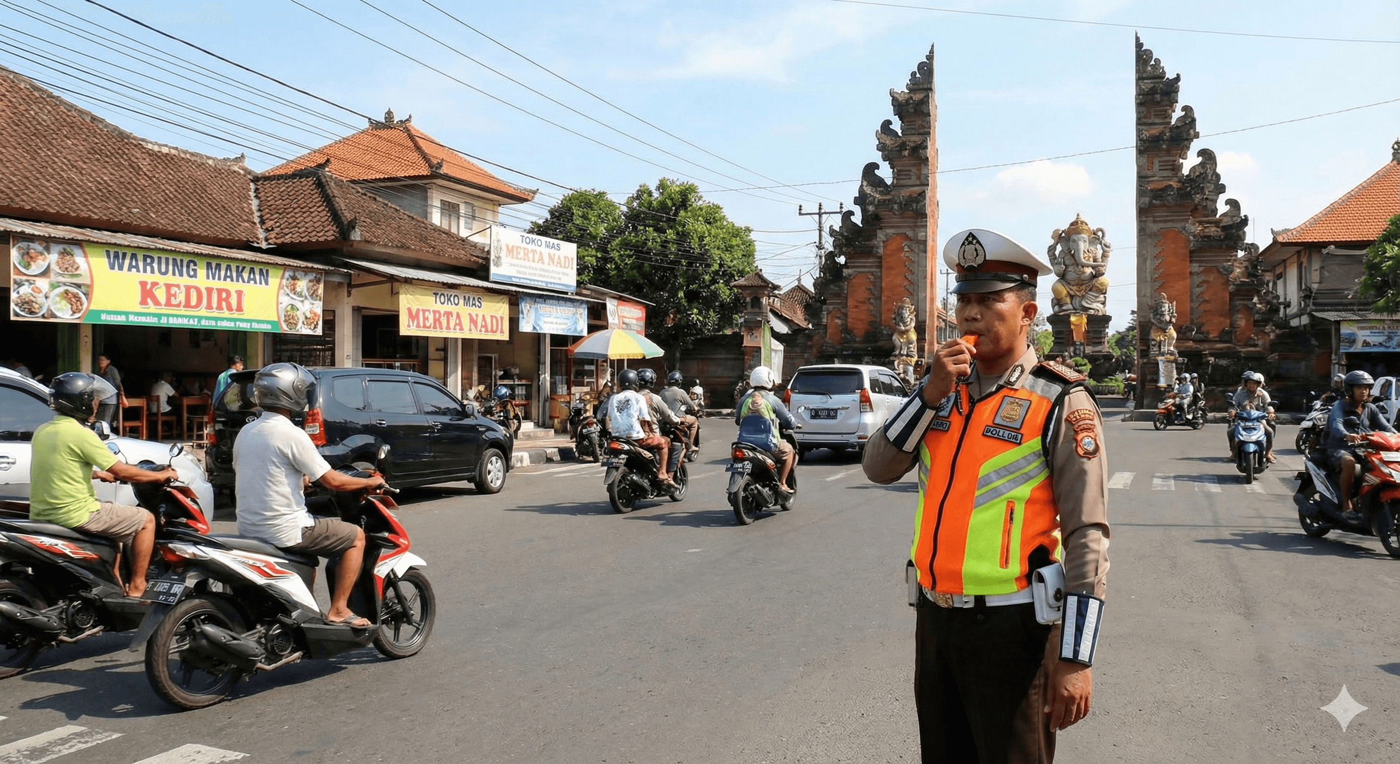 Petugas lalu lintas di persimpangan Kediri Tabanan
